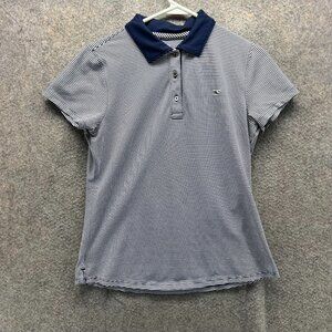 Vineyard Vines Polo Shirt Womens Small Blue Stripes Performance Golf Golfer
